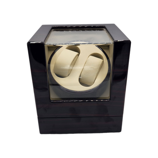 JQueen Dark Wood Automatic Double Watch Winder with Japanese Mabuchi Motor