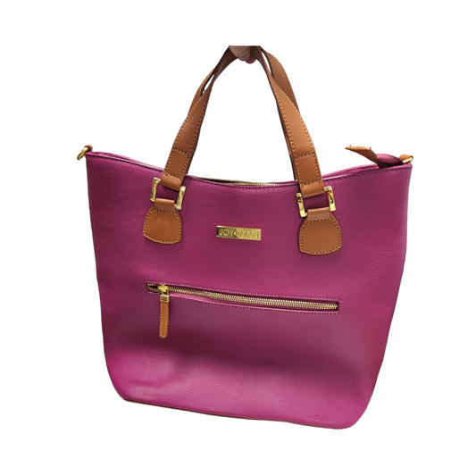 Joy & Iman Pink and Brown Leather Handbag
