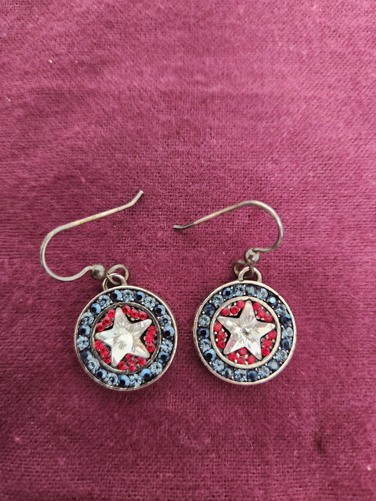 Brighton Americana Star Swarovski Patriotic Necklace and Earrings