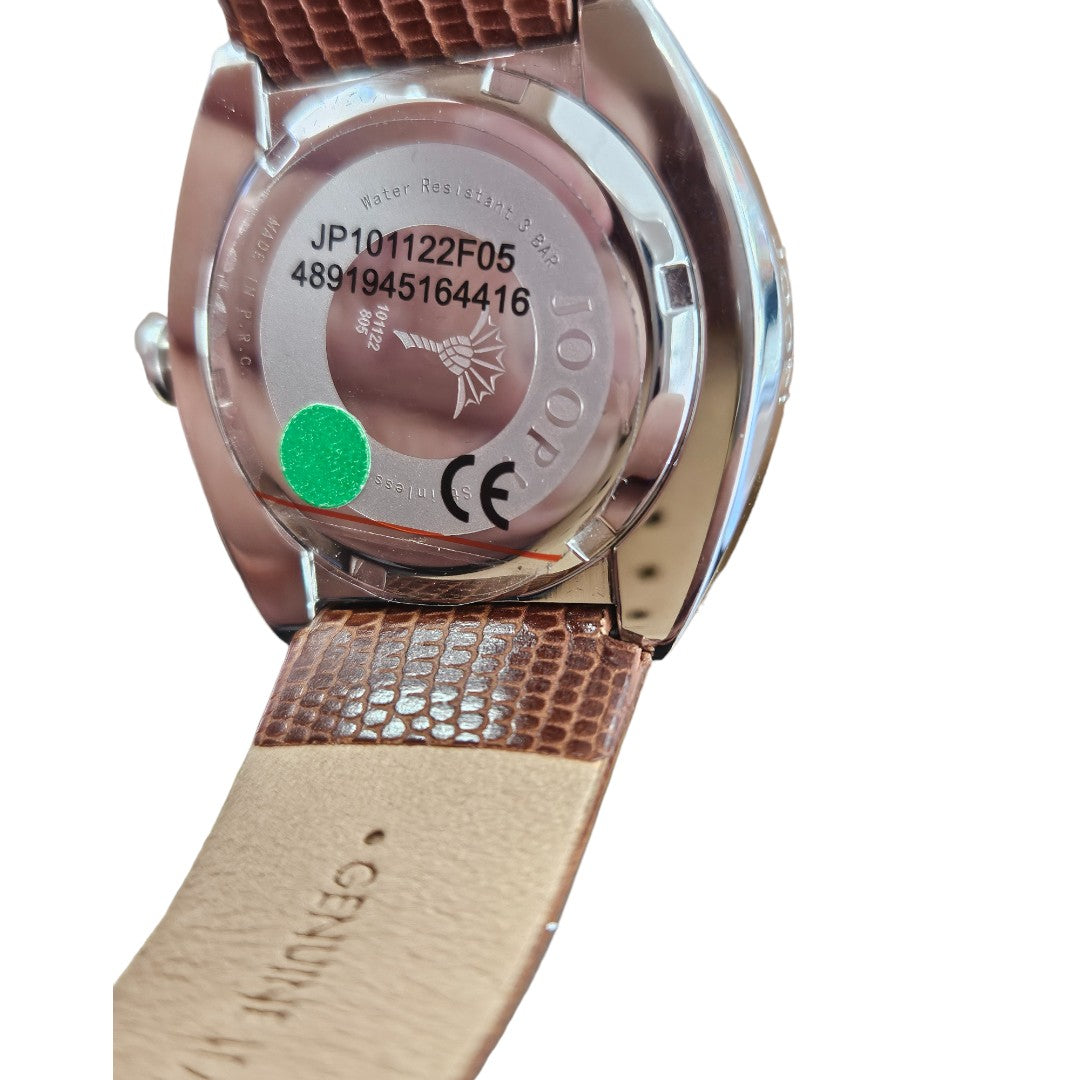 Ladies Joop Brown Safari Leather Band Water Resistance Stainless Steel Watch