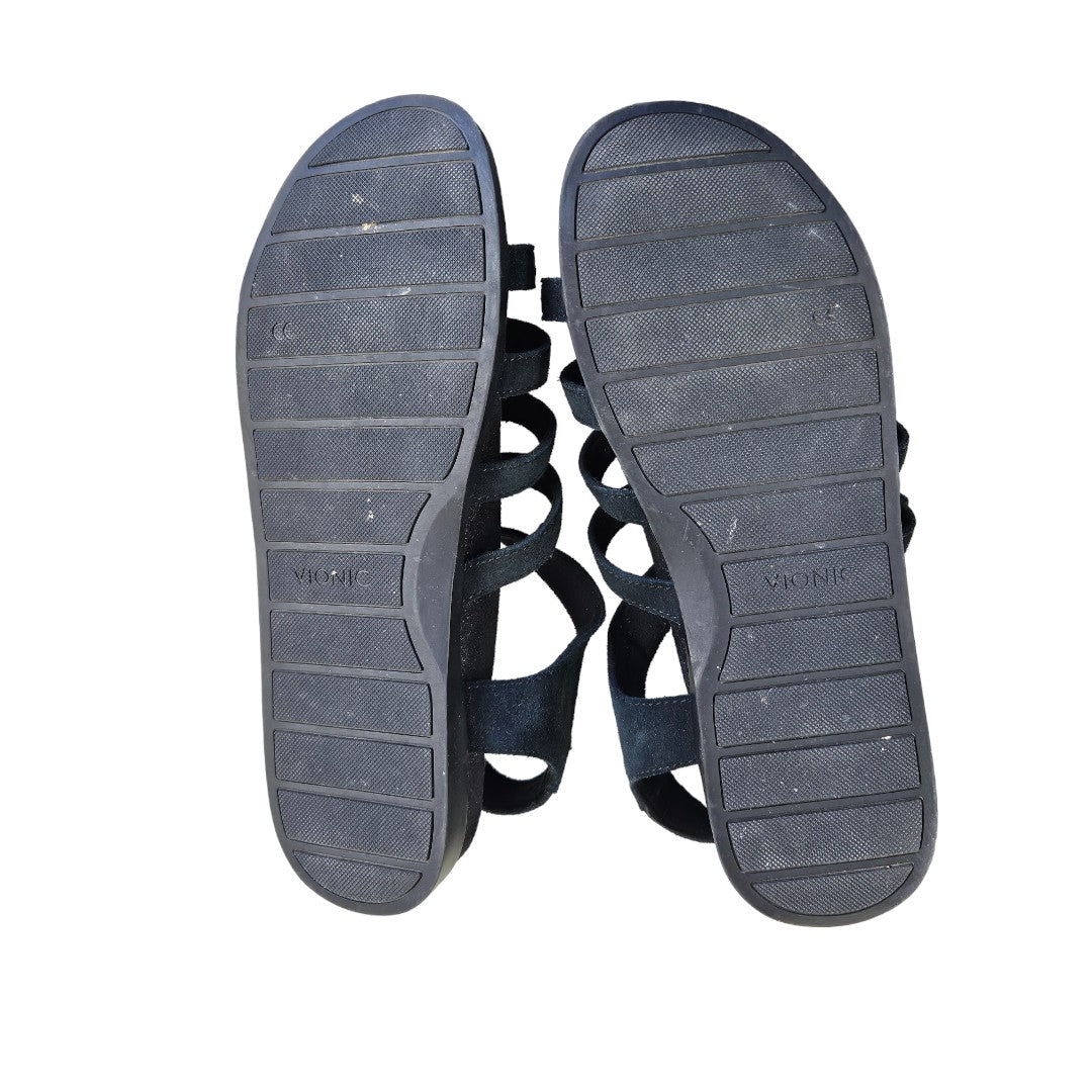 Women's Vionic Palm Ritta Suede Black Sandals size 10