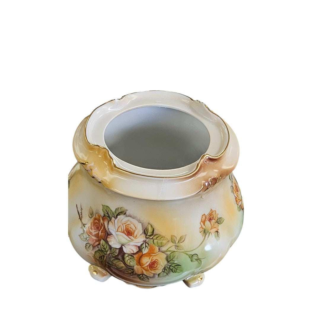 Vintage Porcelain Prussia Biscuit Jar w/Lid 8"x6" Wide