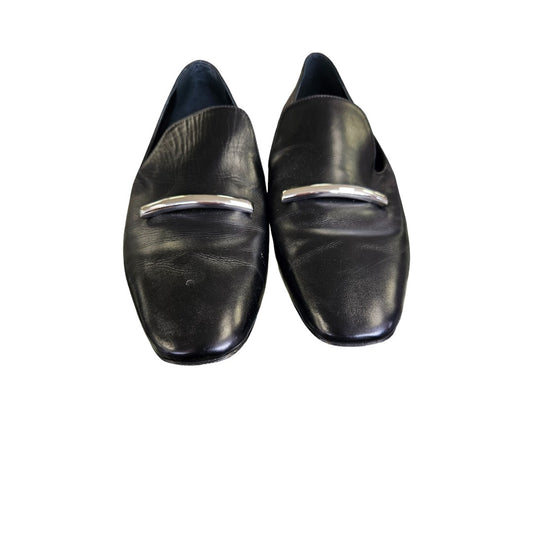 Men's Via Spiga Black with Silver Bar Italian Shoes Size 6M