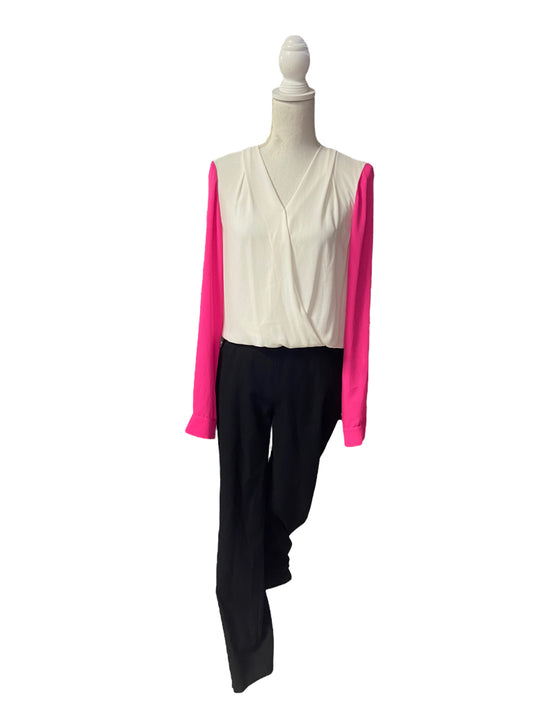 BCBGMaxazria Pink, White and Black Jumpsuit (Size S)