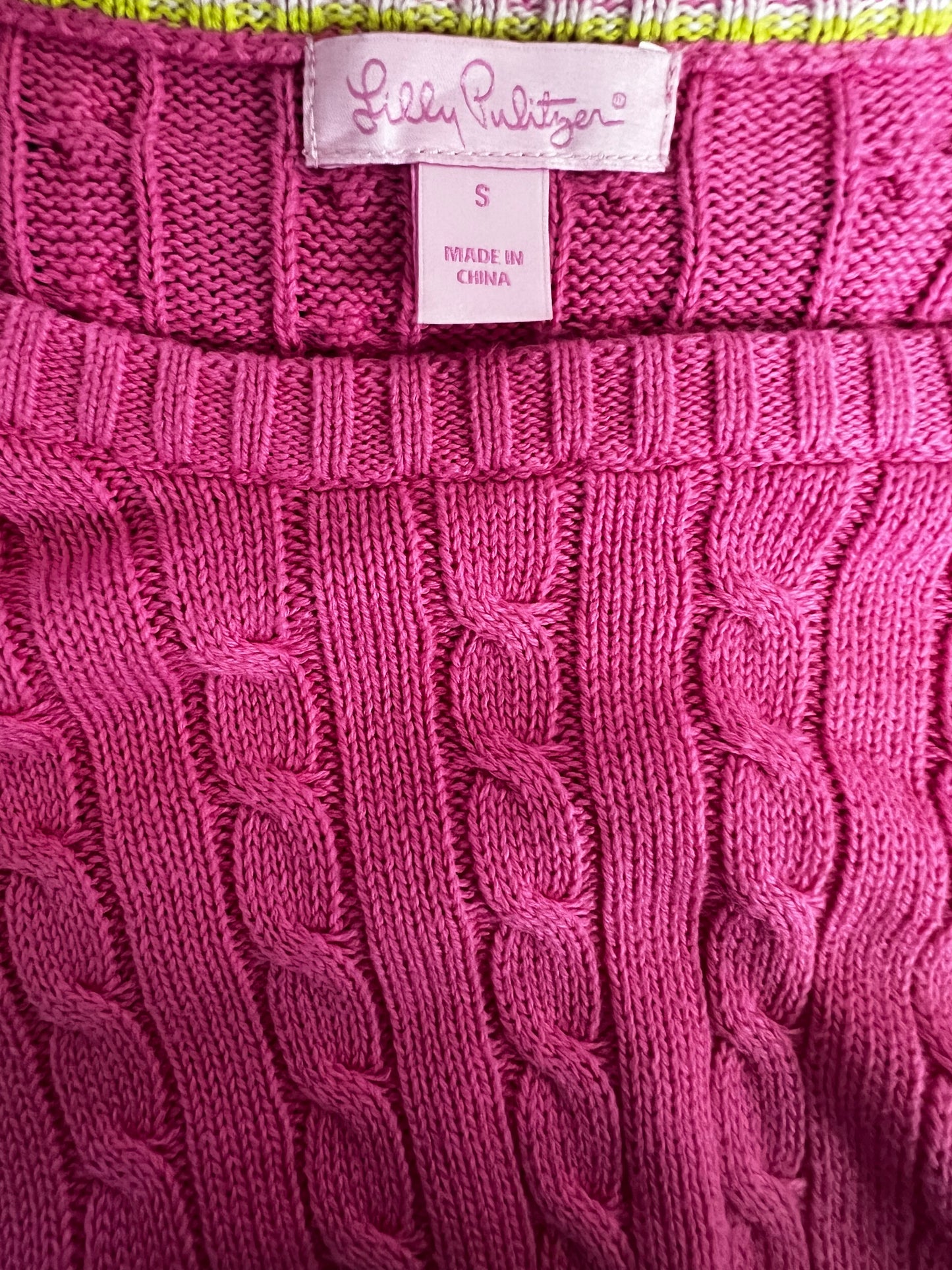 Lilly Pulitzer Cable Knit Long Sleeve Sweater. Size Small
