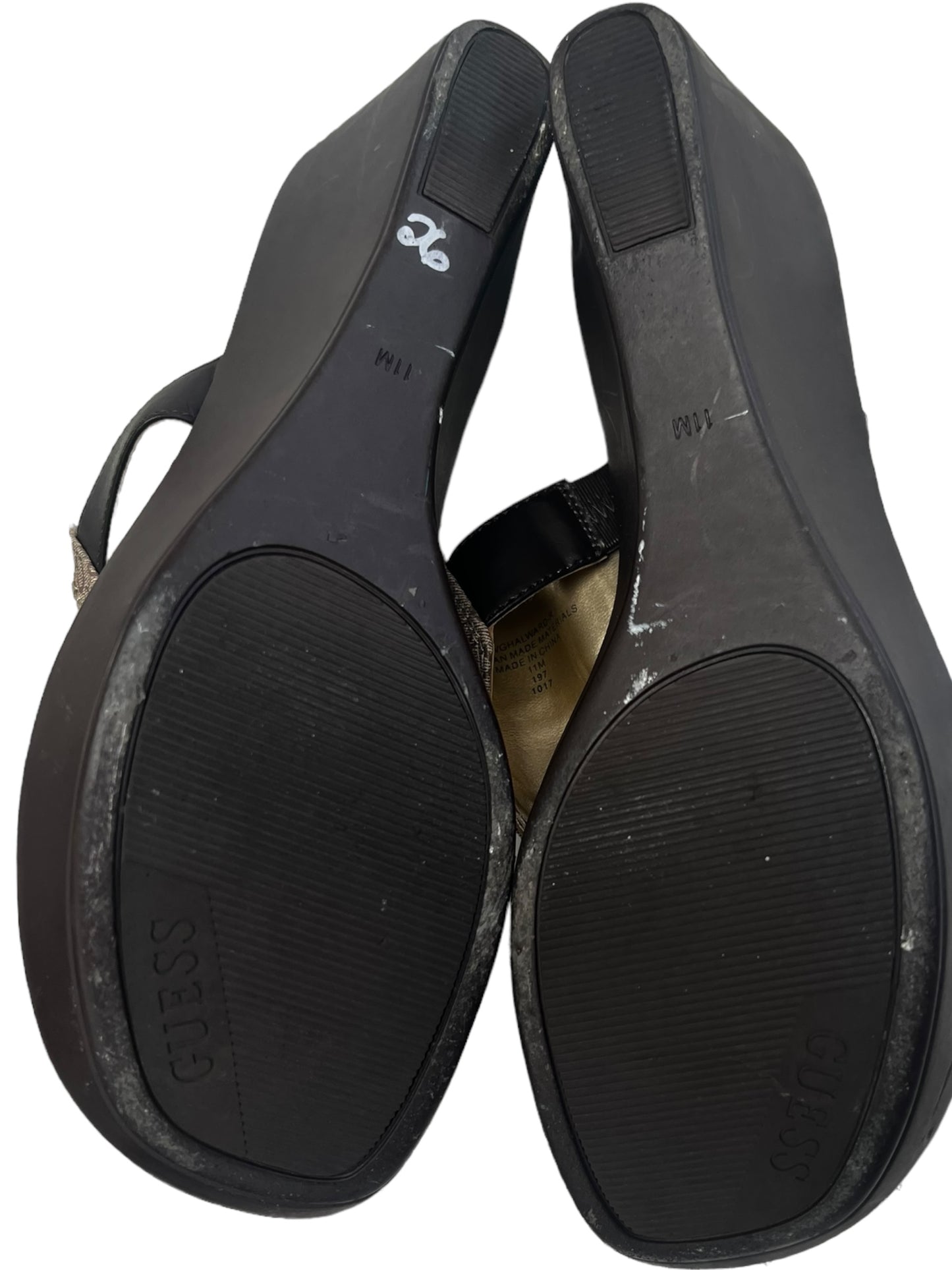 Guess dark brown wedge sandals
