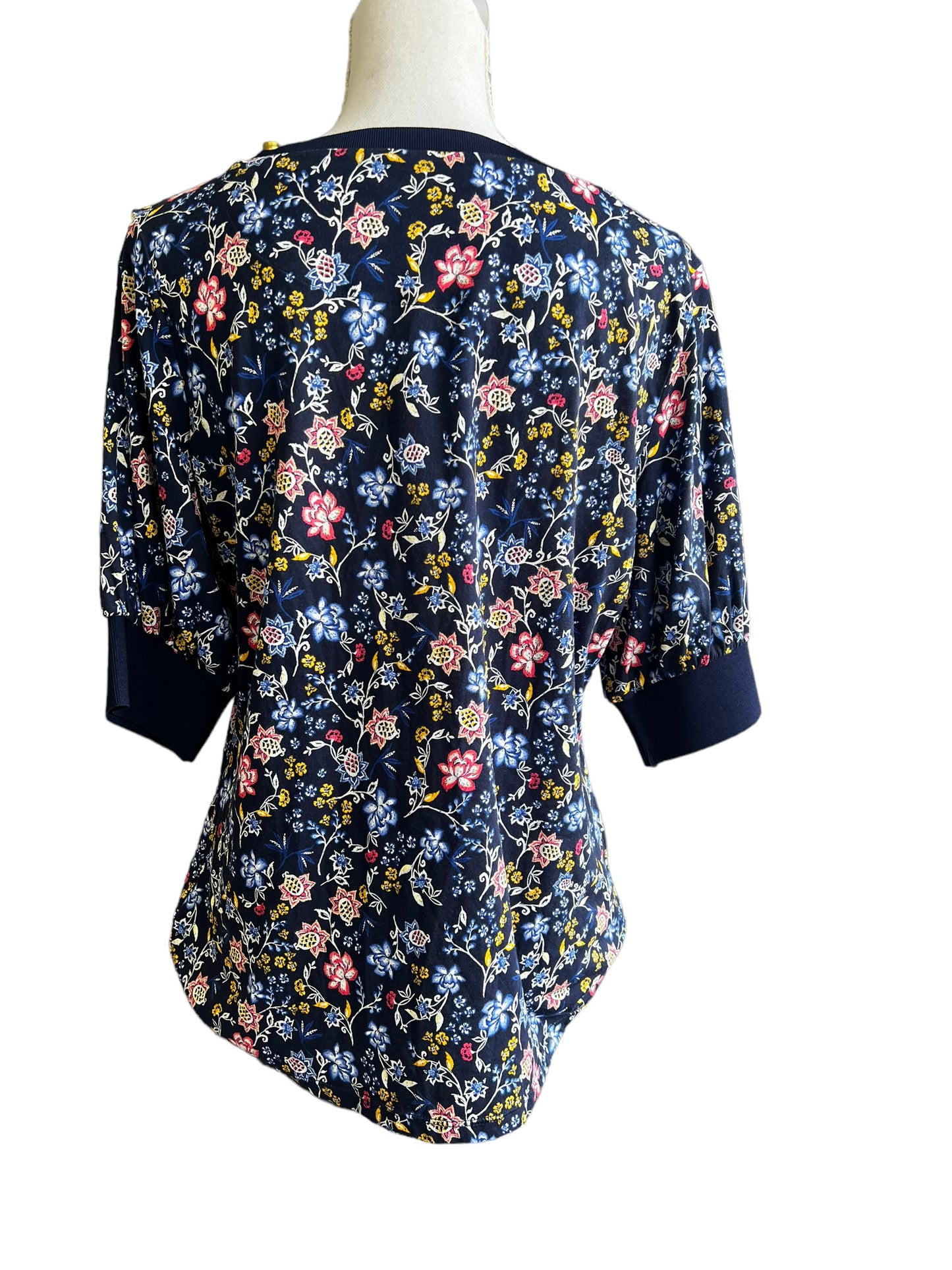 Lauren Ralph Lauren women’s black floral shirt sleeve cotton shirt size: L
