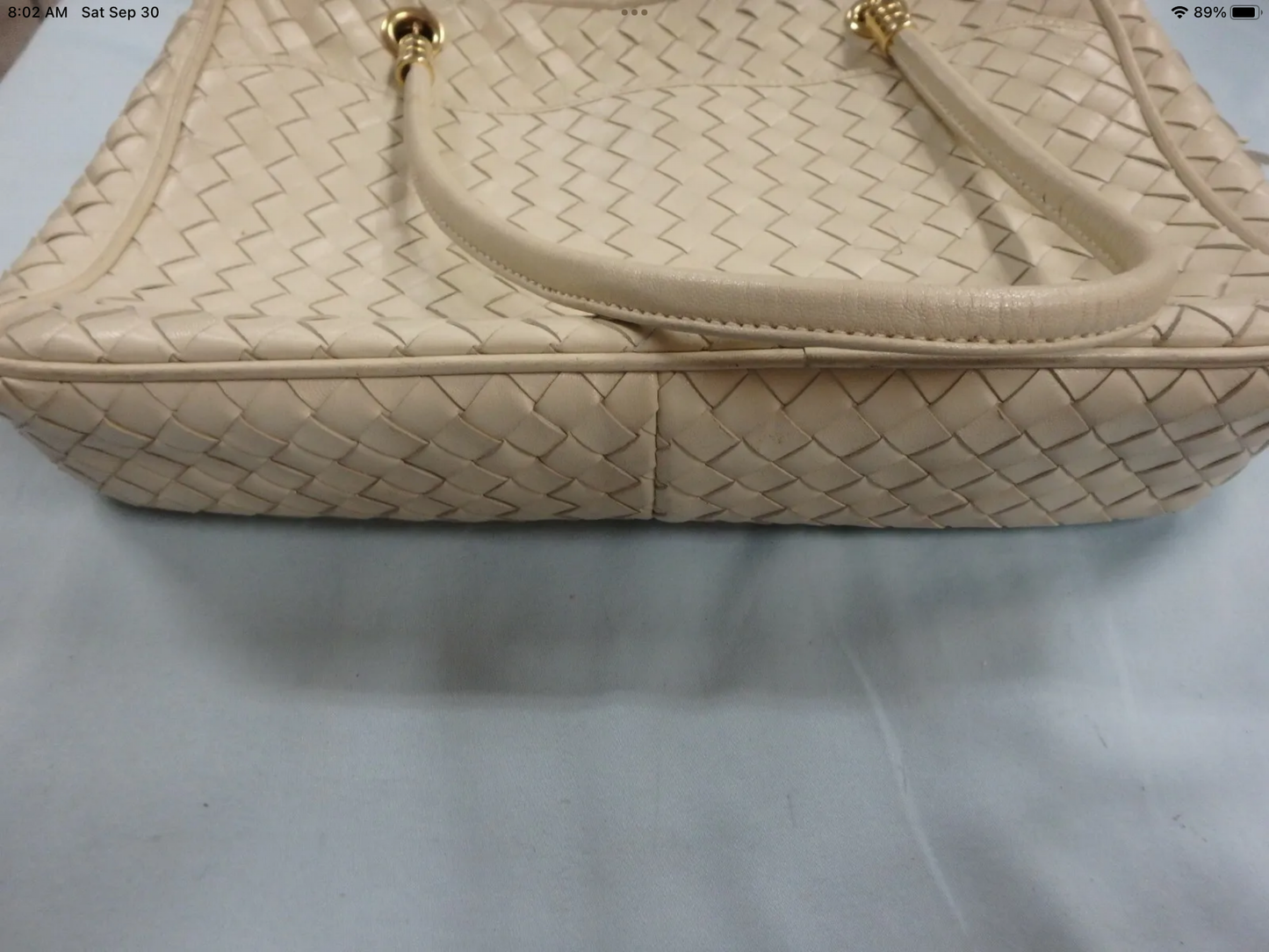 Firenze Croco Embossed Leather Bag Ivory Handbag Made in Italy