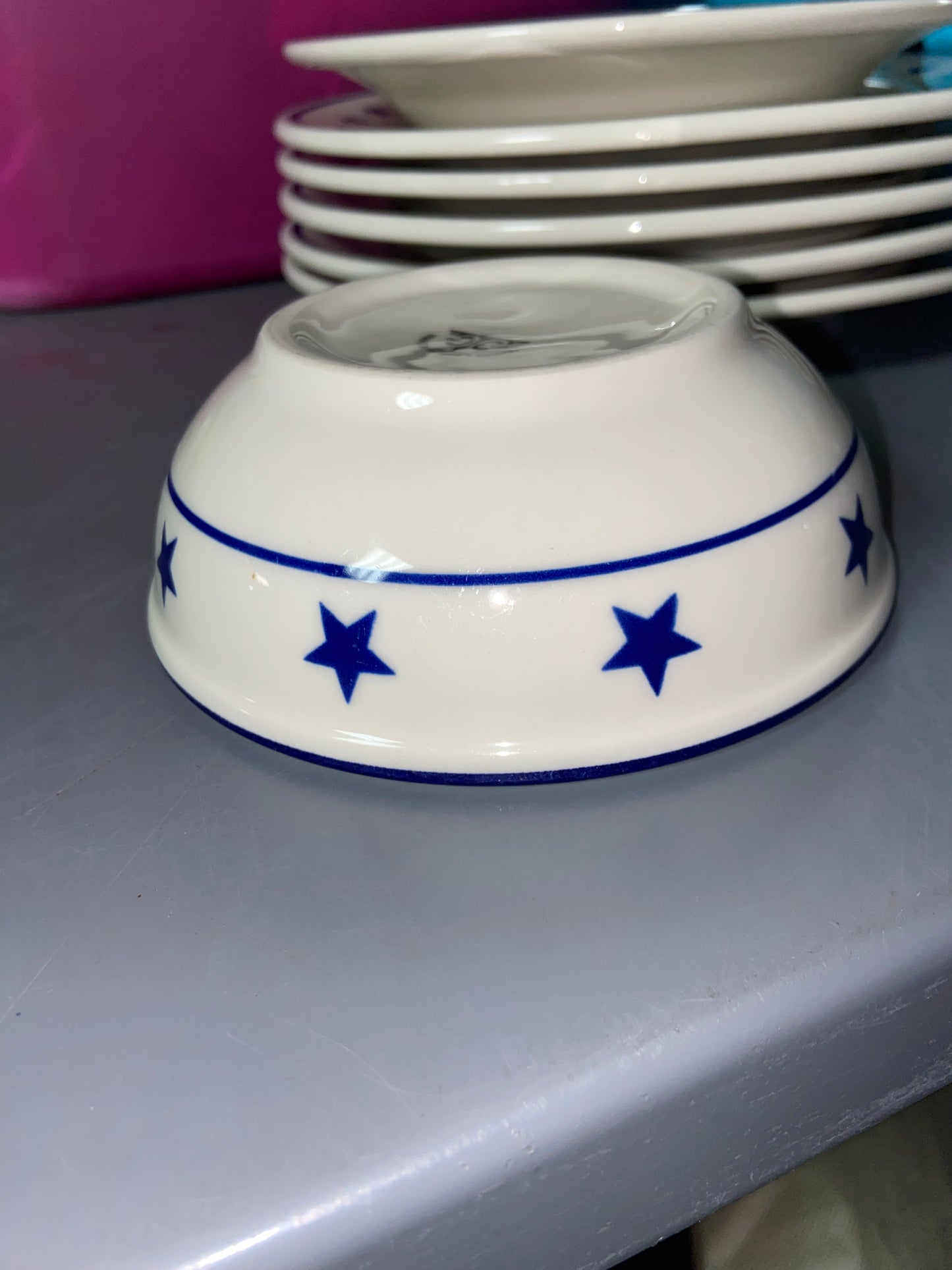 Vintage Homer Laughlin Restaurant Ware Star Rim Bowl in “Chicago Blue Plate Special”