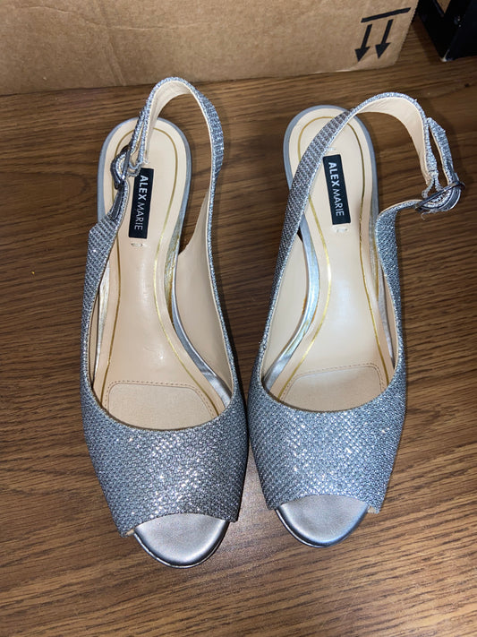 Alex Marie Silver Sparkle Heels (Size 6)