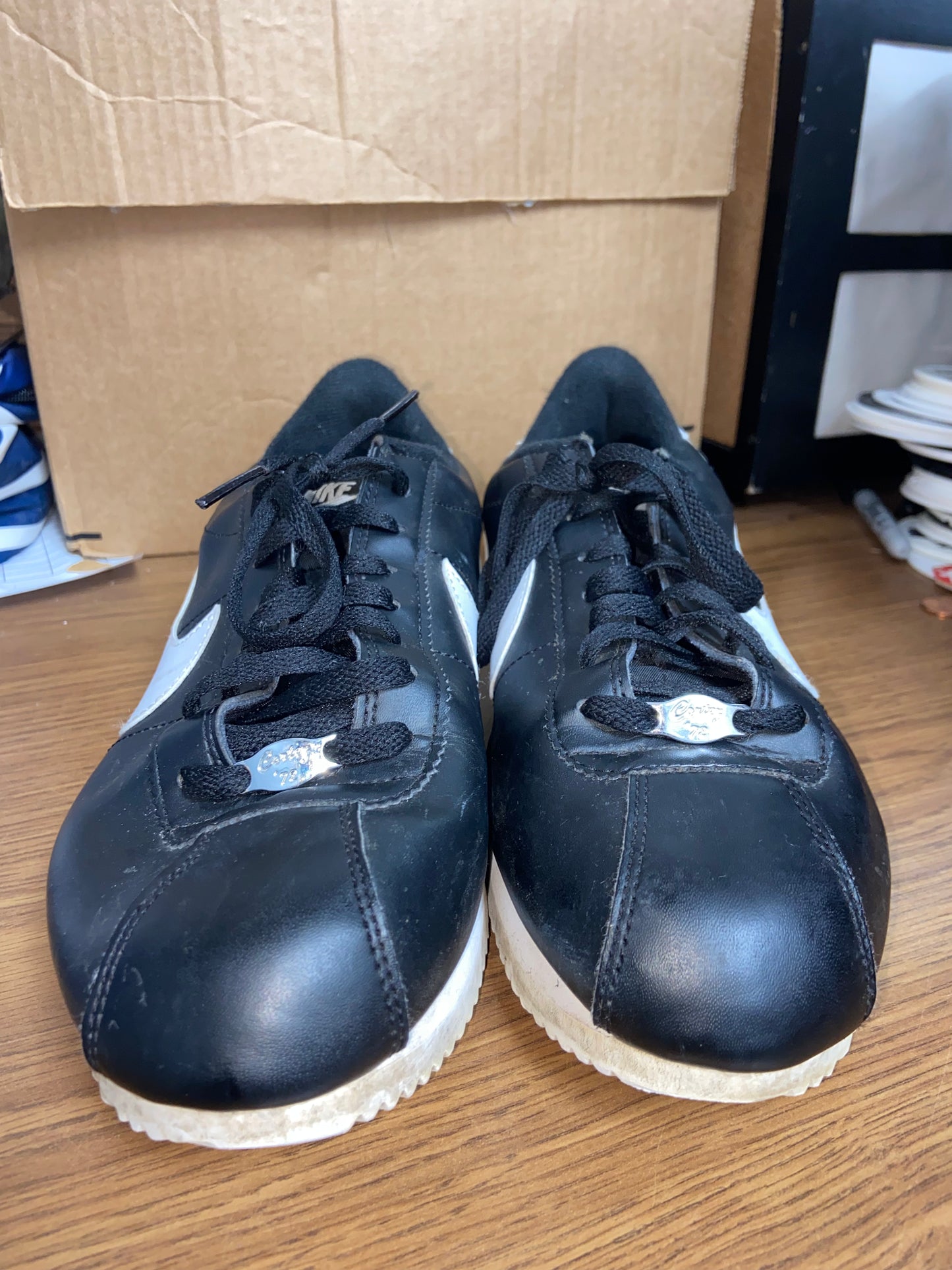 Nike Cortez Black and White Sneakers (Size 10)