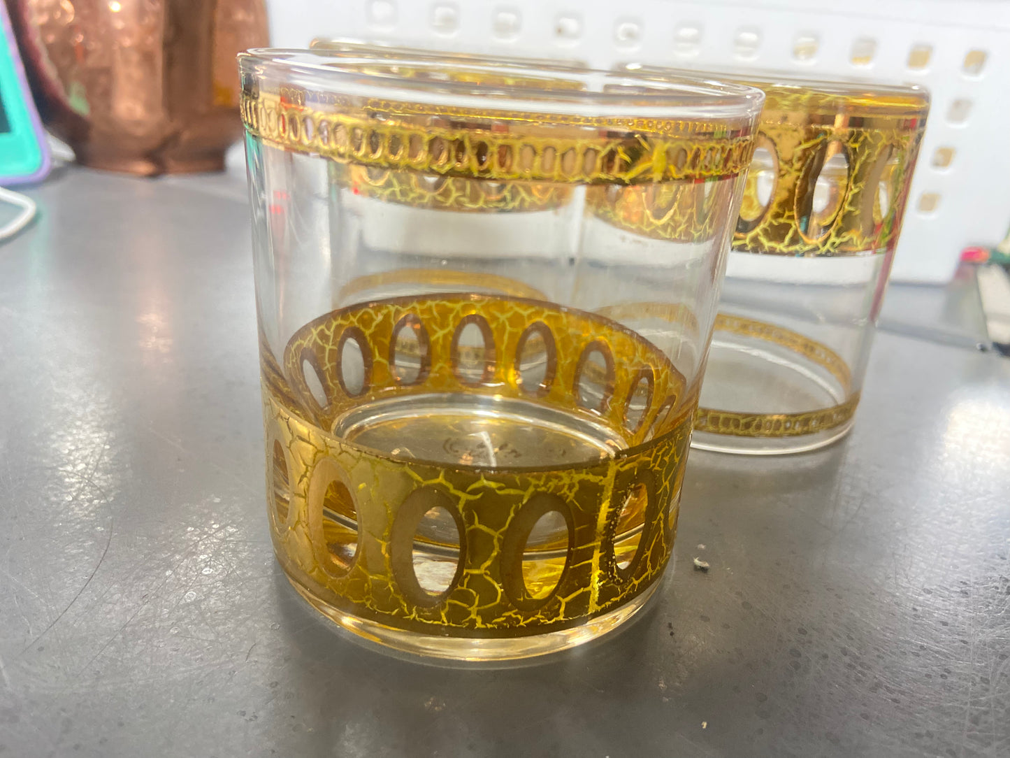 Culver Antigua 22K Gold Whiskey Glasses (4)