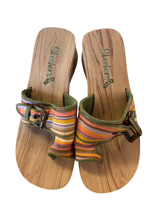 Skechers Cali Santa Monica Foam Wood Wedge Sandals (size 5/6)