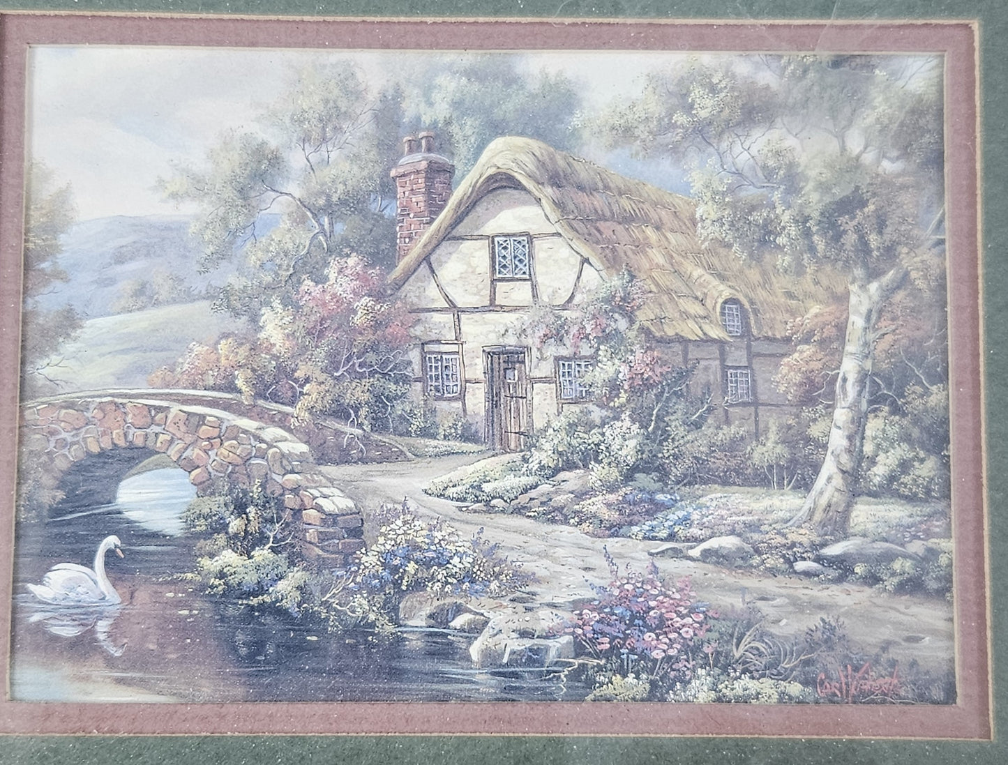 Artist Carl Valente Framed Ashdon Cottage Livermore N Vascord 10"x8"