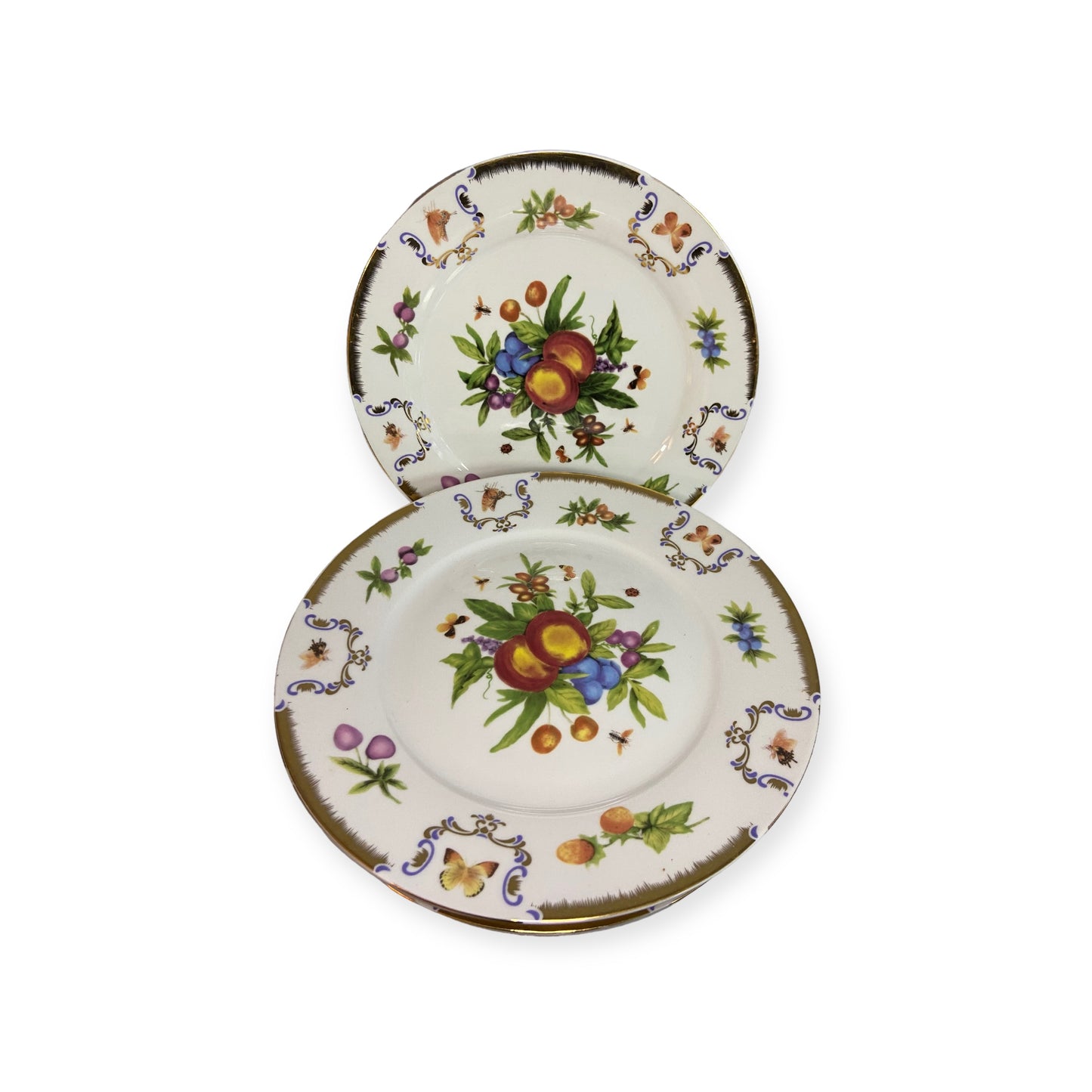 I. Godinger and Co Fruit and Butterfly Gold Trim Dinner Plate Set (8)