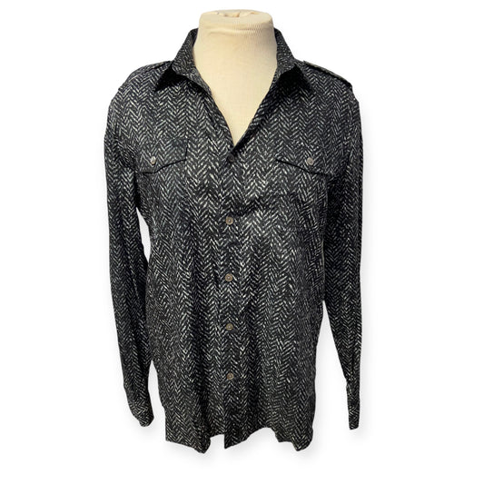 NWT Michael Kors Tailored Fit Black Print Button Down Shirt (Size XL)