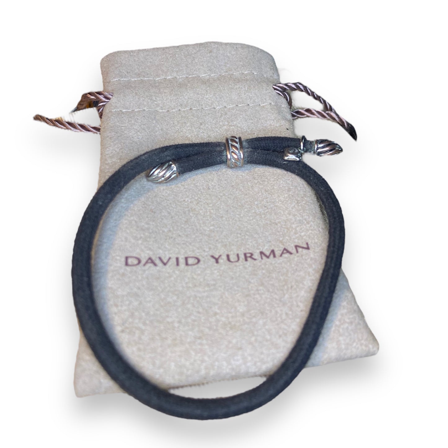 David Yurman Black and Silver Rope Bracelet With Charm