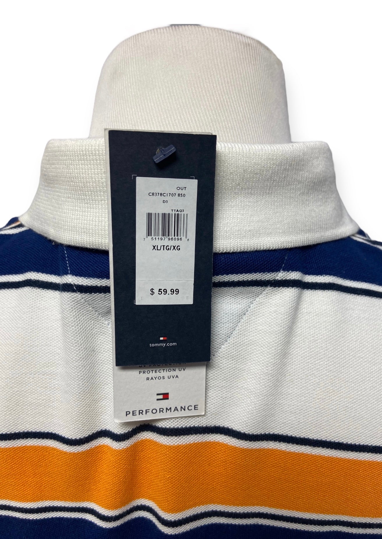 NWT Tommy Hilfiger Orange and Blue Striped Collared Shirt (Size XL)
