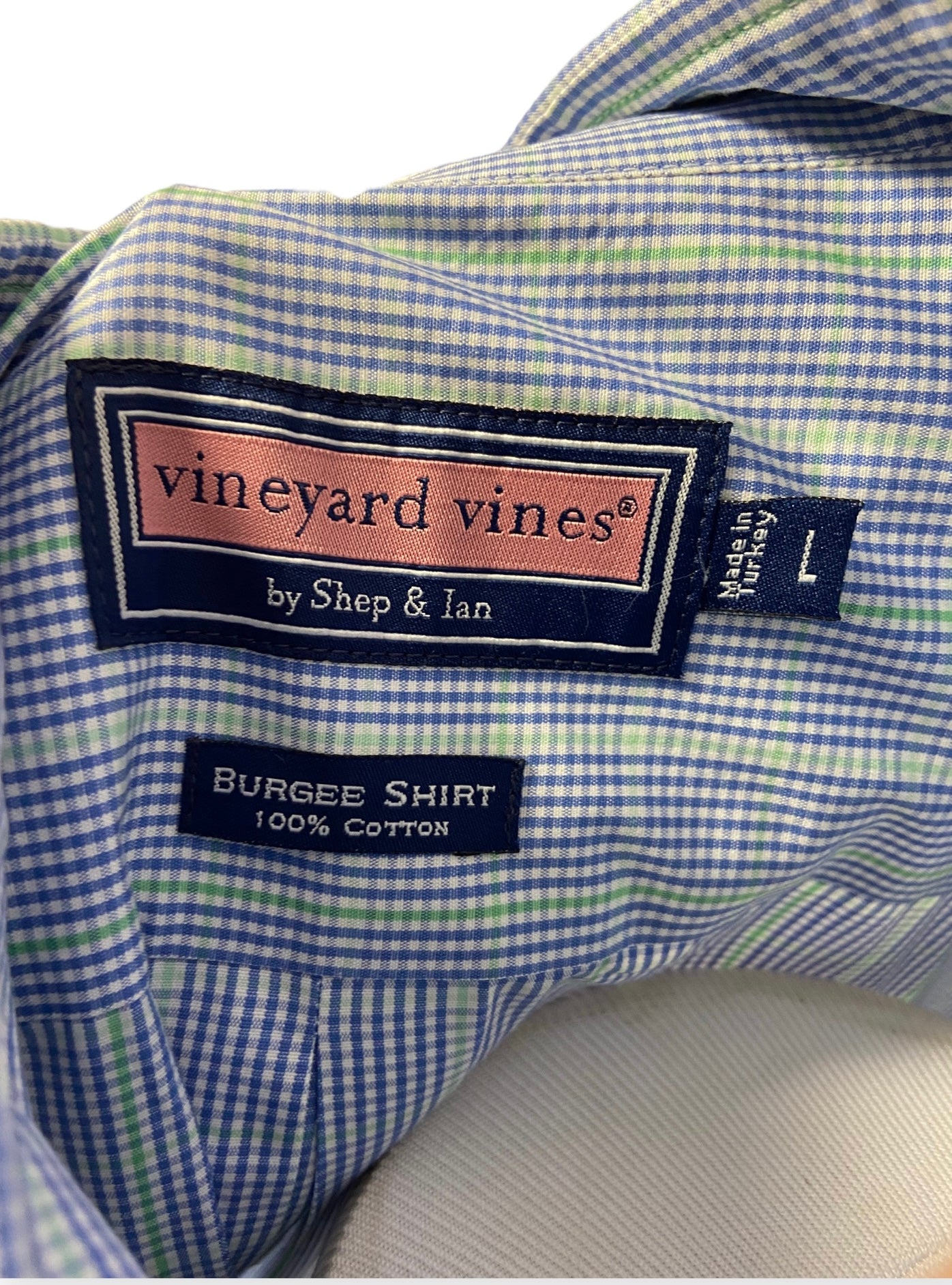 Men's Classic Fit Vineyards Vines Burgee Plaid Shirt Button Down Long Sleeve Size L