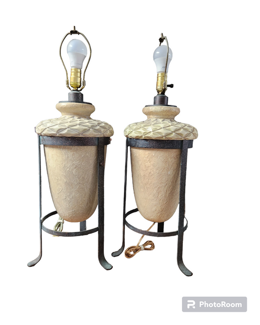 2 Matching Decorative Stone Table Lamps