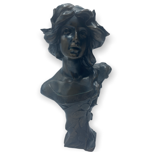 Eduardo Rossi-Bronze Bust: Art Nouveau Maiden Replica