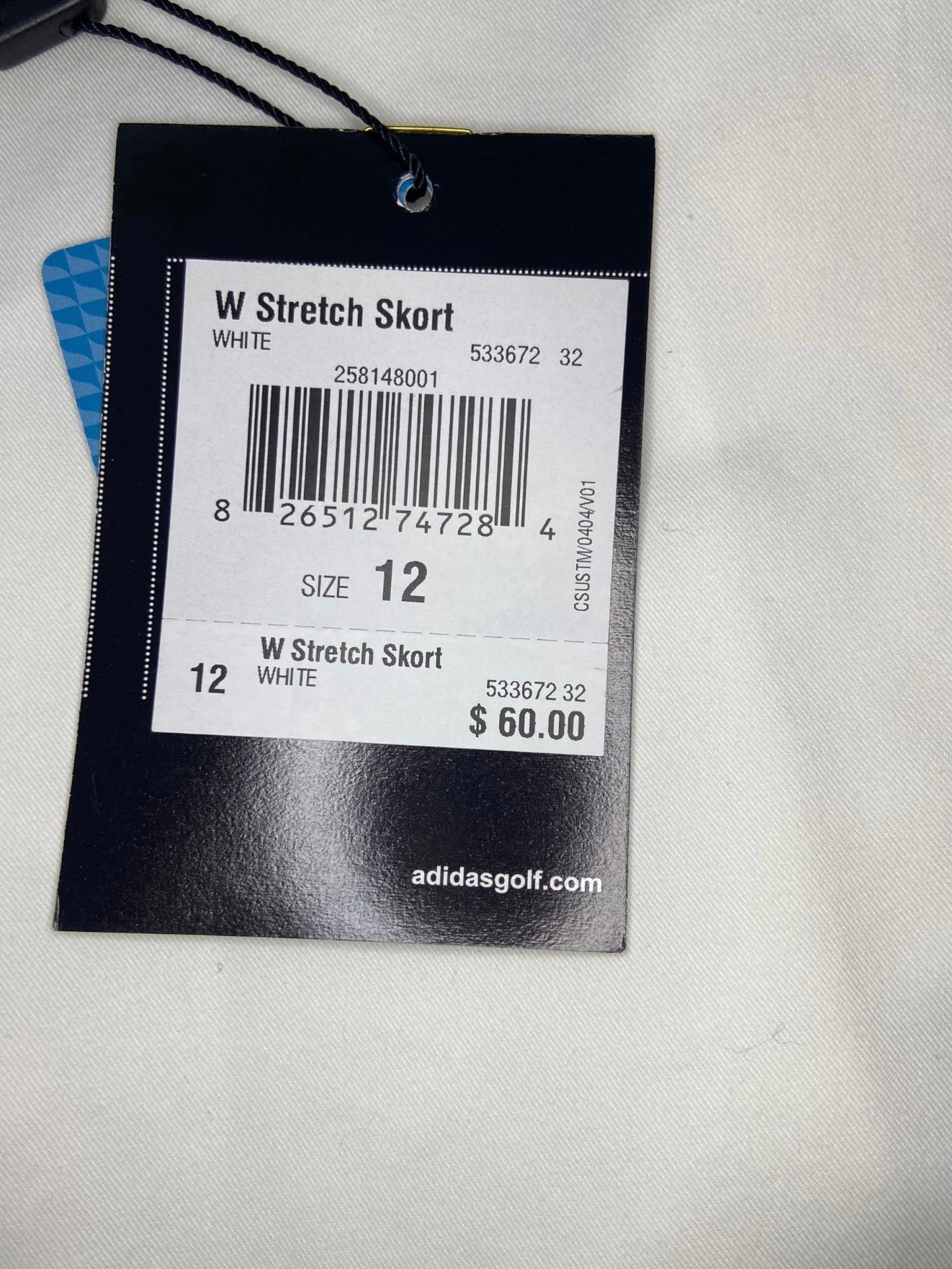 NWT Adidas Woman's Stretch Skort in White Size 12