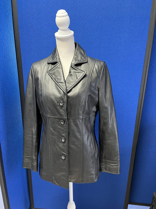 Wilson Black Leather Ladies Thinsulate Lined Jacket Size Medium
