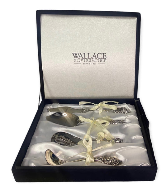 Wallace Silversmiths silver plated 4pc hostess serving set in velvet box