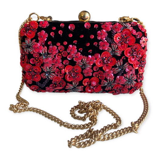 J. Crew Floral Sequin Clutch With Chain