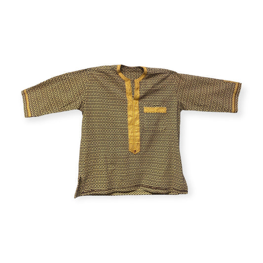 Men's Kurta Indian 3/4 sleeve Gold Silk Cotton Medium Shirt