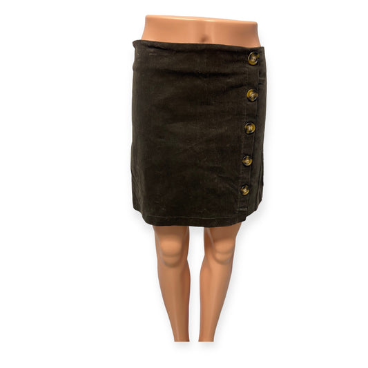 NWT Mudpie Asher Corduroy Skirt Button in Front Blk Olive (size XS)