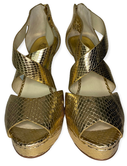Michael Kors Jet Set 6 Gold Platform Sandals (size 8)