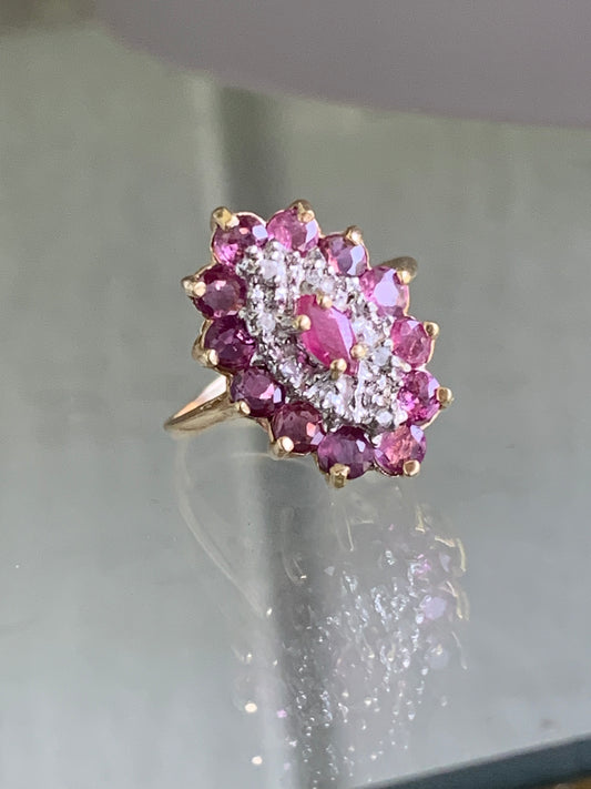 14K Ruby and Diamond Ring. Size 5