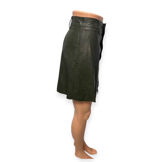 NWT Karli Dark Green Pleather Button Down Skirt (Size S)